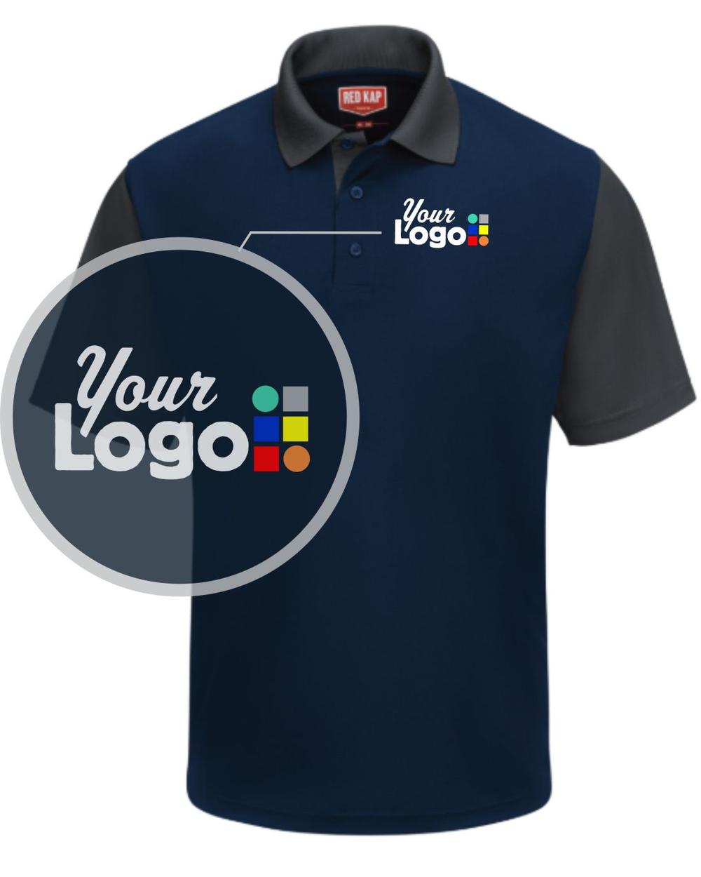 RedKap S/S ColorBlock Custom Golf Shirt, color: Navy/Charcoal