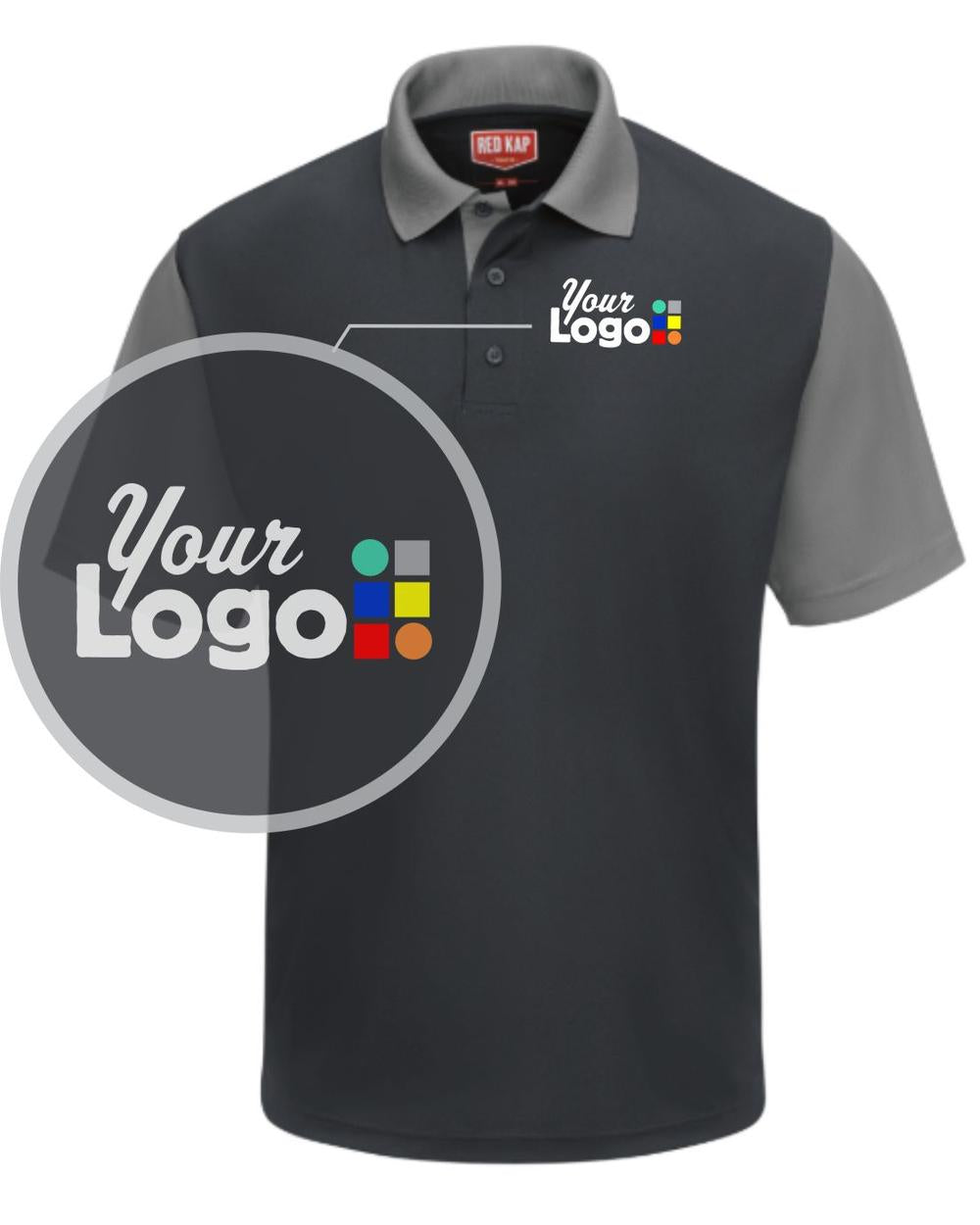 RedKap S/S ColorBlock Custom Golf Shirt, color: Charcoal/Grey