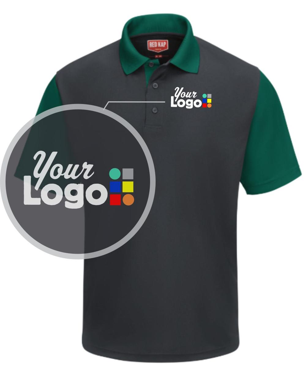 RedKap S/S ColorBlock Custom Golf Shirt, color: Charcoal/Hunter Green