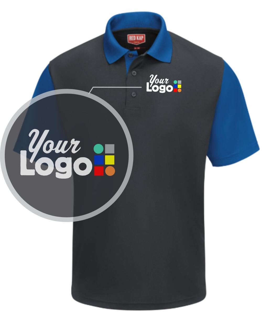 RedKap S/S ColorBlock Custom Golf Shirt, color: Charcoal/Royal Blue