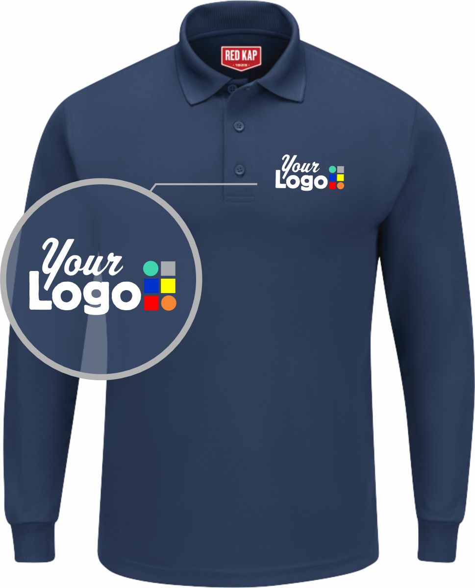 RedKap L/S Performance Knit Custom Golf Shirt, color: Navy