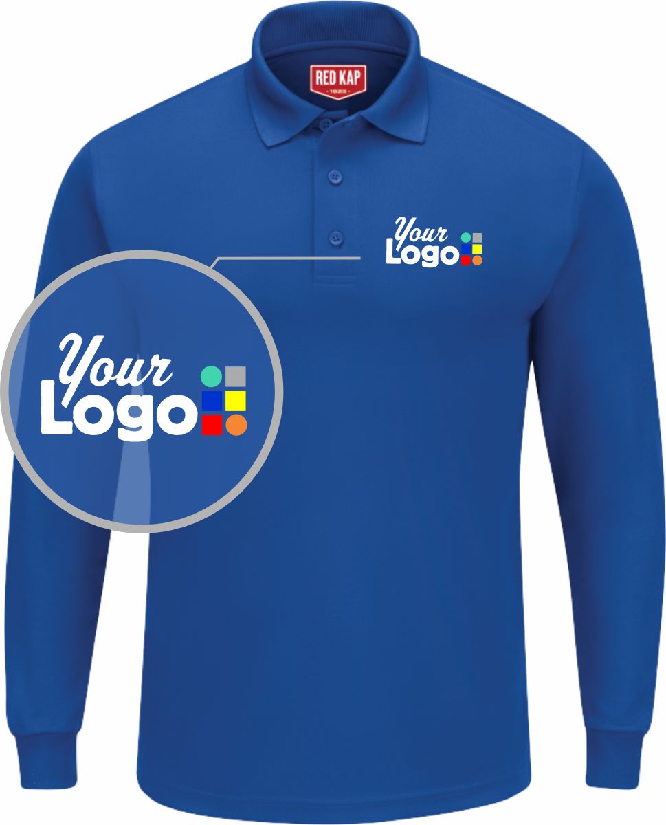 RedKap L/S Performance Knit Custom Golf Shirt, color: Royal Blue