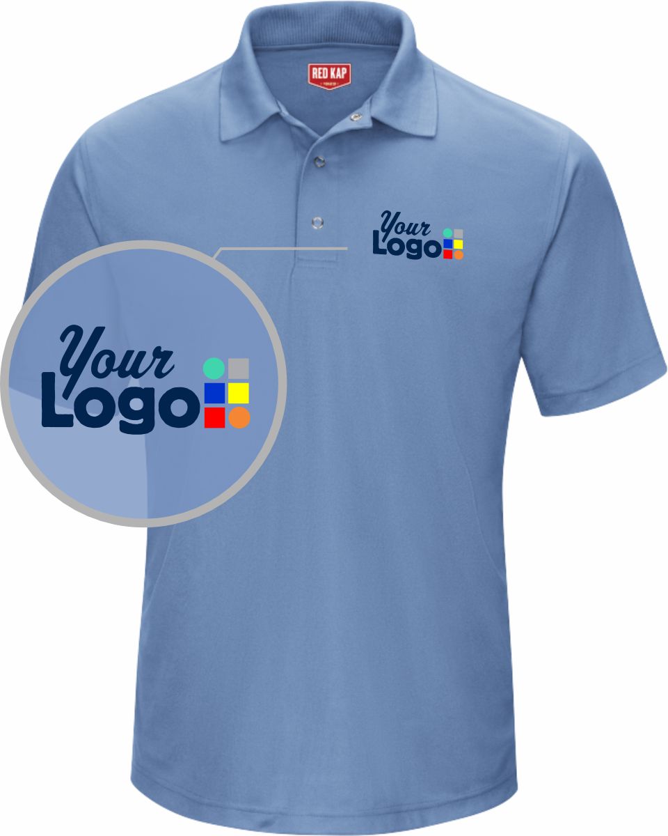 RedKap S/S Performance Kint Gripper-Front Custom Golf Shirt, color: Medium Blue