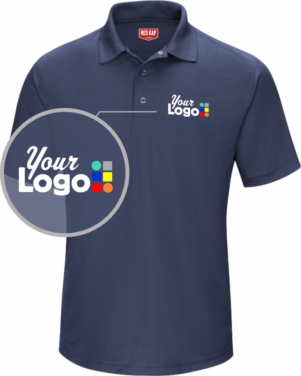 RedKap S/S Performance Kint Gripper-Front Custom Golf Shirt, color: Navy