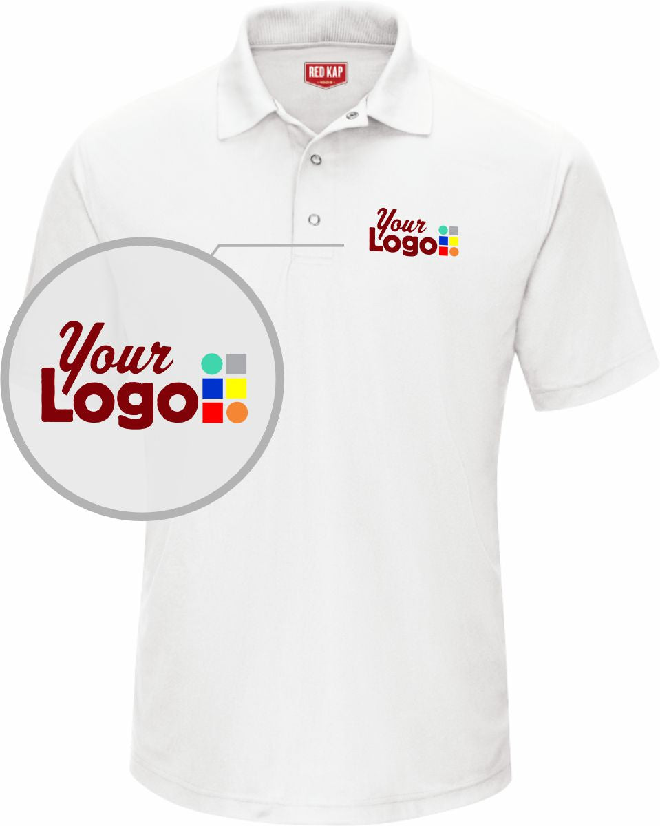RedKap S/S Performance Kint Gripper-Front Custom Golf Shirt, color: White