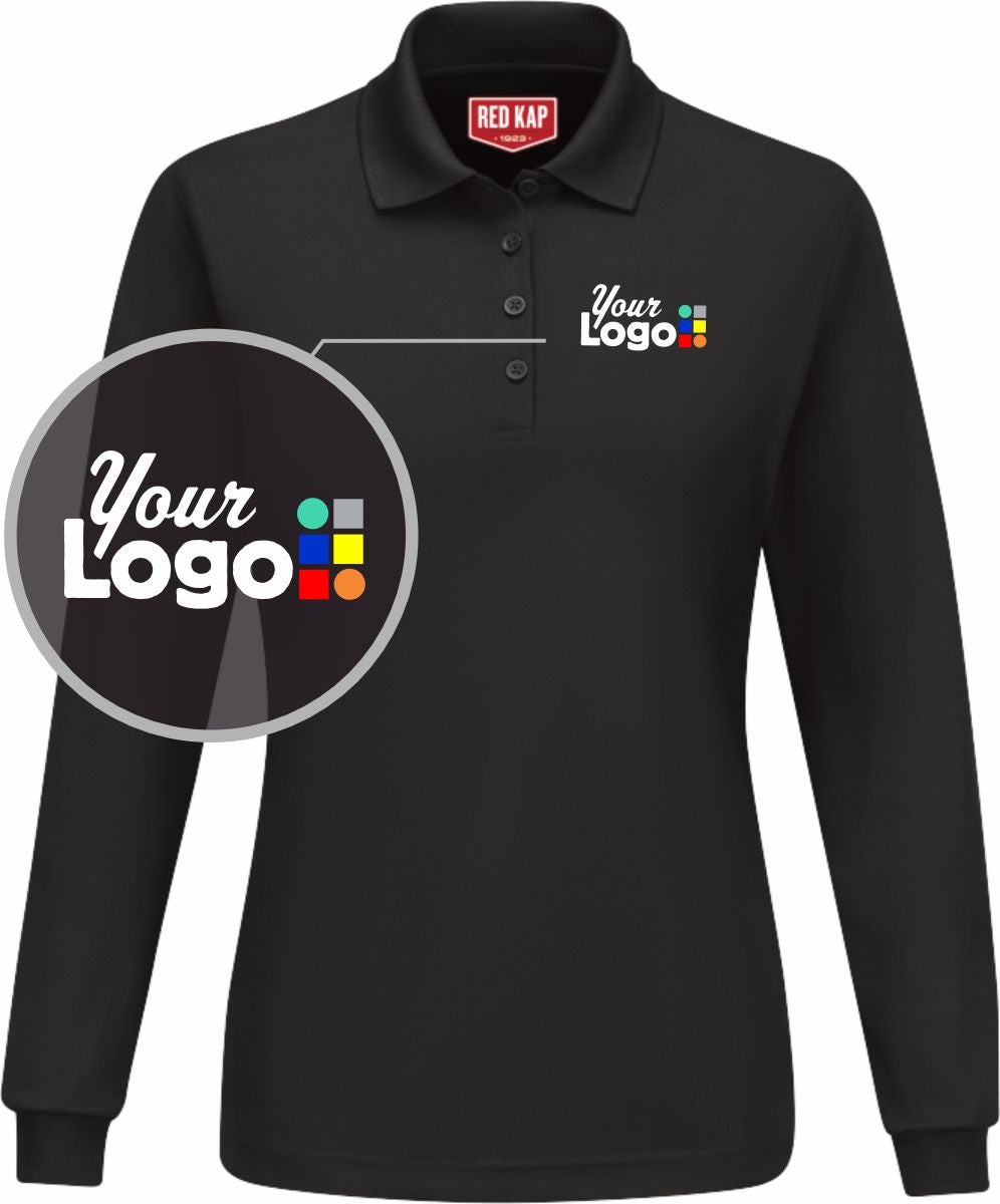 RedKap L/S Performance Knit Custom Golf Shirt, color: Black