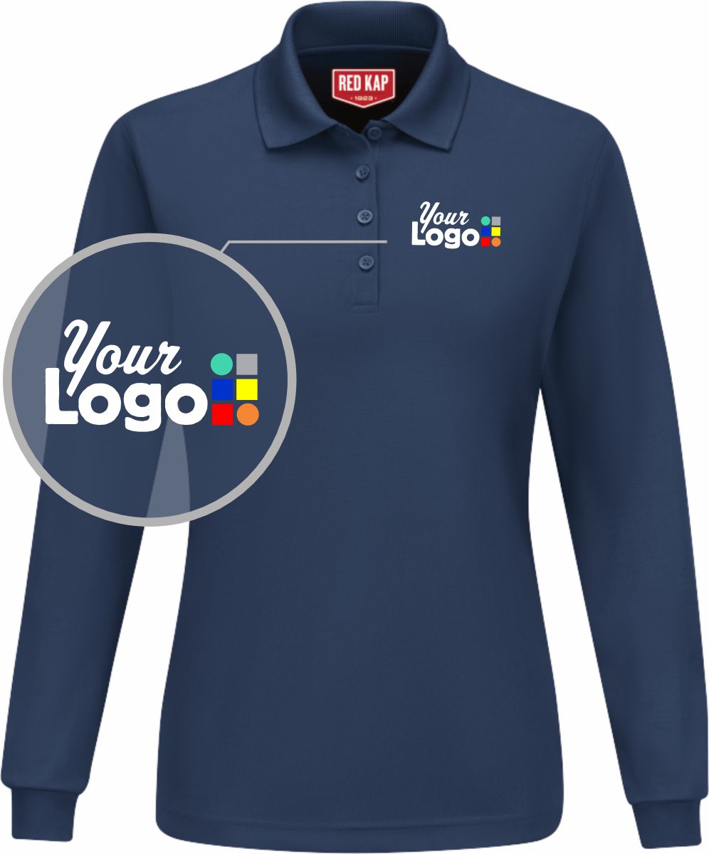 RedKap L/S Performance Knit Custom Golf Shirt, color: Navy