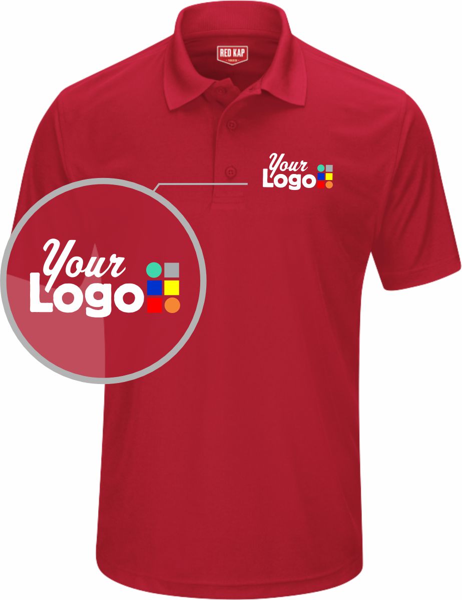 RedKap S/S Performance Knit Core Custom Golf Shirt, color: Red