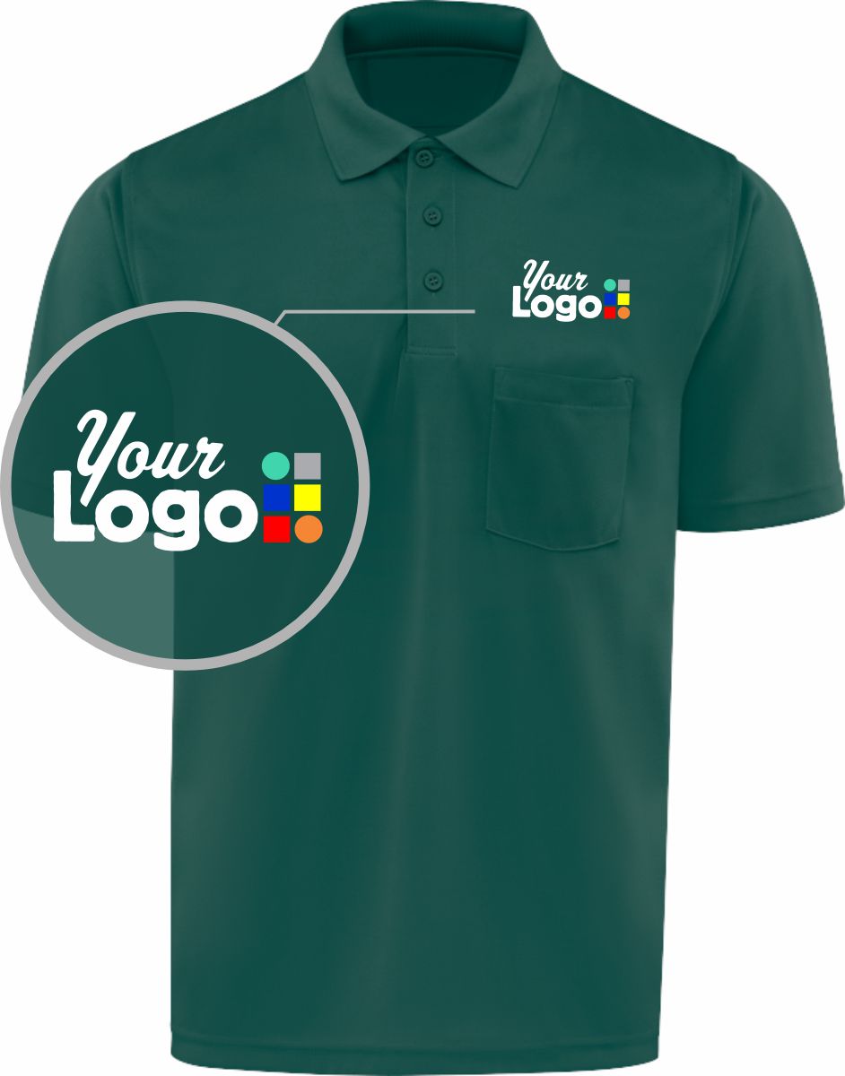 RedKap S/S Performance Knit Pocket Custom Golf Shirt, color: Hunter Green