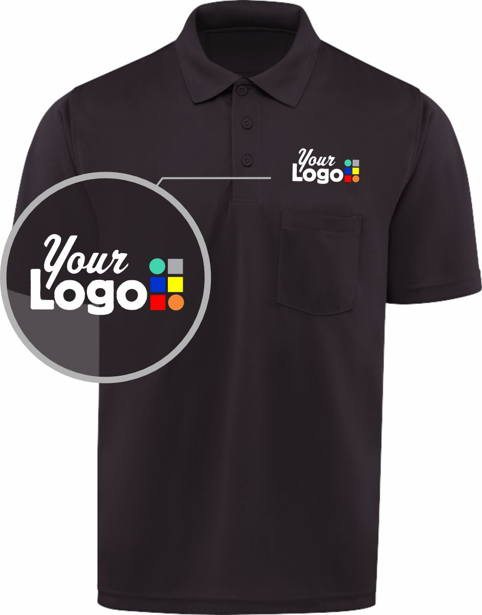 RedKap S/S Performance Knit Pocket Custom Golf Shirt, color: Black