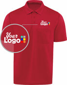 RedKap S/S Performance Knit Pocket Custom Golf Shirt, color: Red