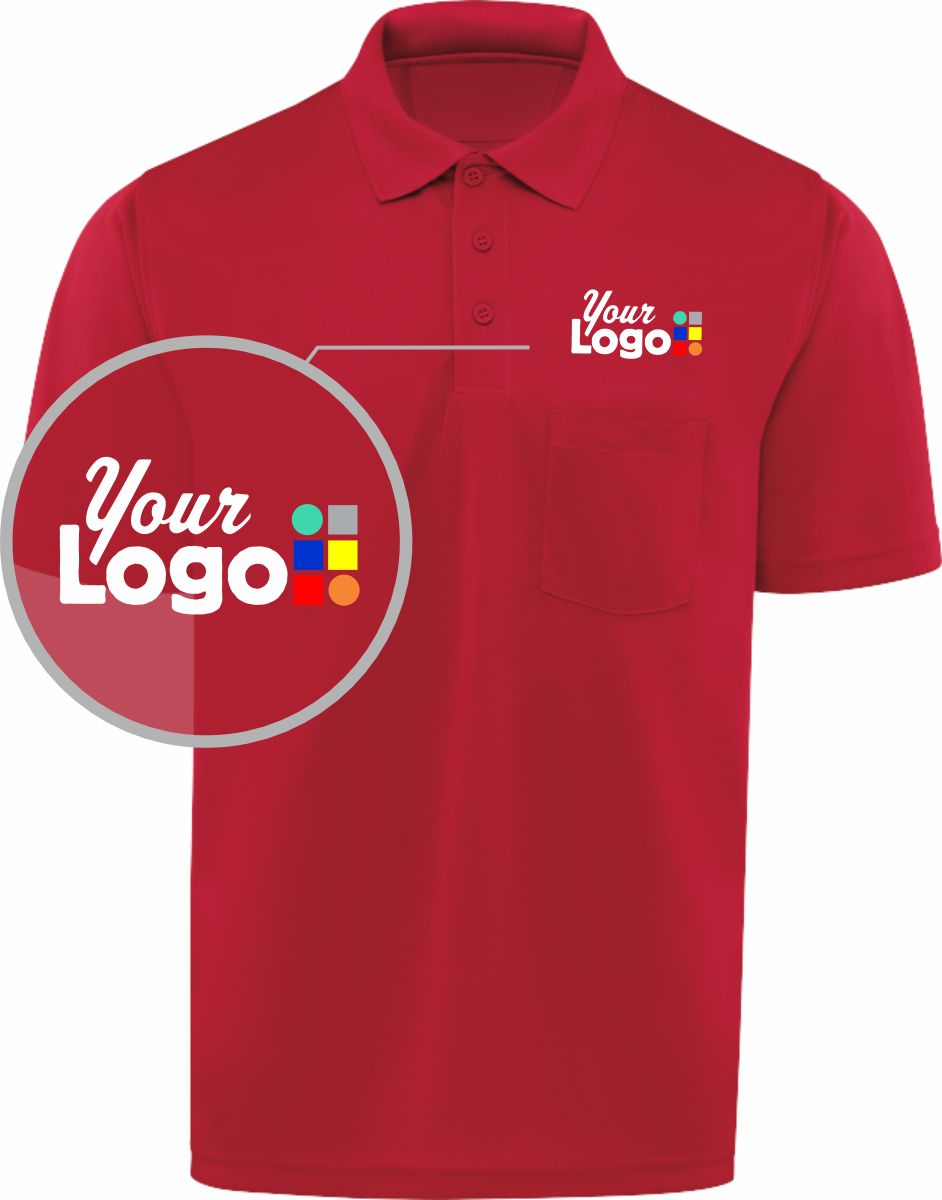 RedKap S/S Performance Knit Pocket Custom Golf Shirt, color: Red