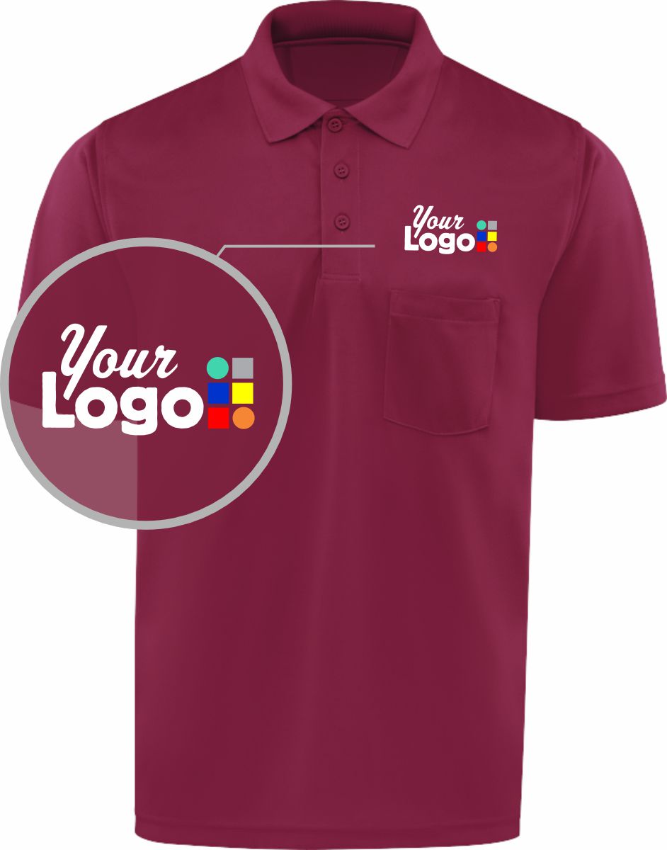 RedKap S/S Performance Knit Pocket Custom Golf Shirt, color: Burgundy