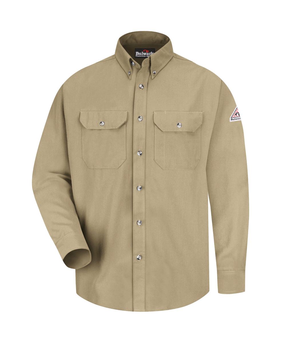 Bulwark L/S Dress Uniform CoolTouch Flame Resistant Shirt, color: Khaki