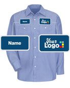 RedKap L/S Stripe Custom Work Shirt, color: GM Blue/White Stripe
