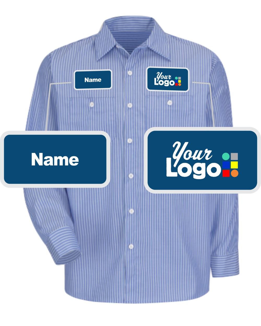 RedKap L/S Stripe Custom Work Shirt, color: GM Blue/White Stripe