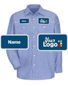RedKap L/S Stripe Custom Work Shirt, color: GM Blue/White Stripe