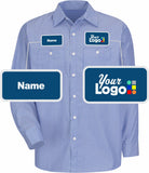 RedKap L/S Stripe Custom Work Shirt, color: GM Blue/White Stripe