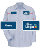 RedKap L/S Stripe Custom Work Shirt, color: Light Blue/Navy Stripe