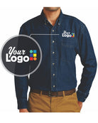 Port & Company L/S Value Denim Custom Shirt, color: Ink Blue