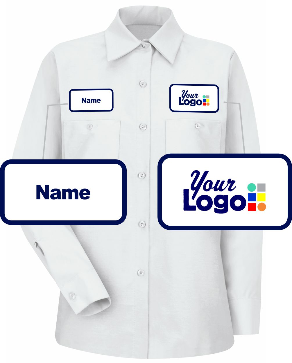 RedKap S/S Solid Custom Work Shirt, color: White