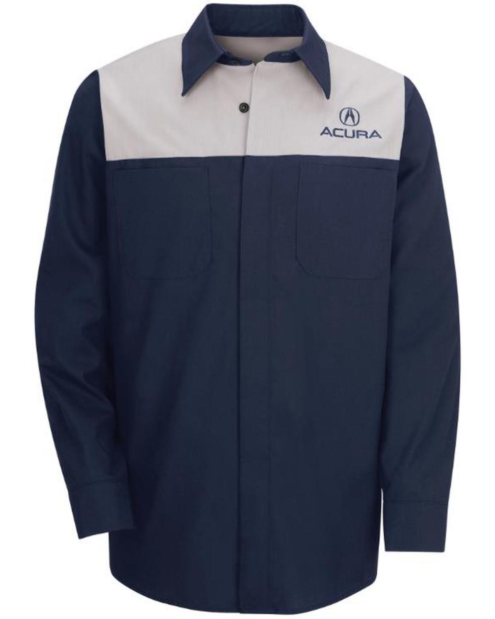 RedKap L/S Technician Automotive Shirt, color: Light Grey/Navy