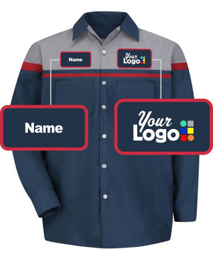 Men's Mechanic Custom Work Shirt, color: Navy/Red/Light Grey