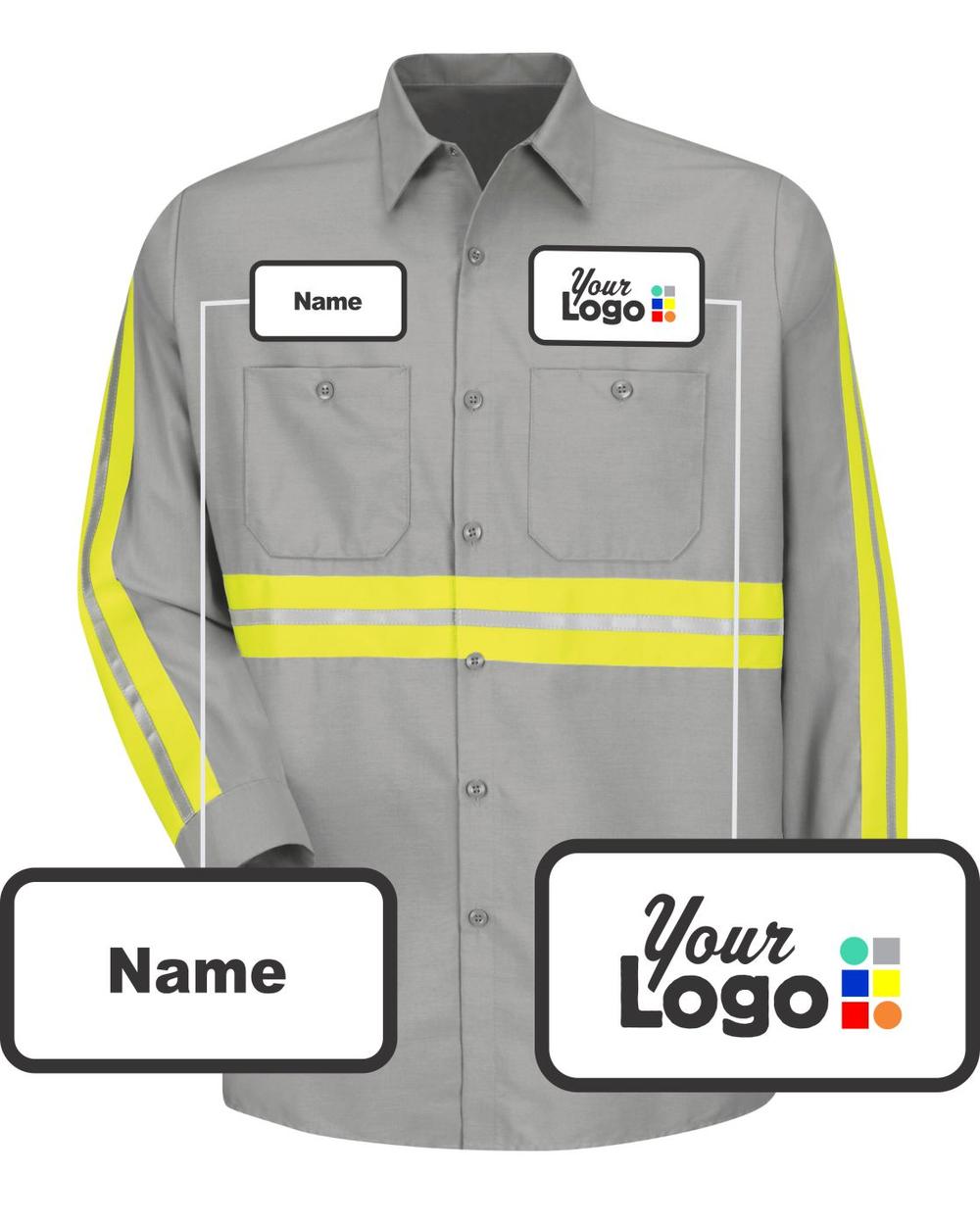 RedKap L/S Hi-Vis Custom Work Shirt, color: Light Grey