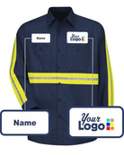 RedKap L/S Hi-Vis Custom Work Shirt, color: Navy
