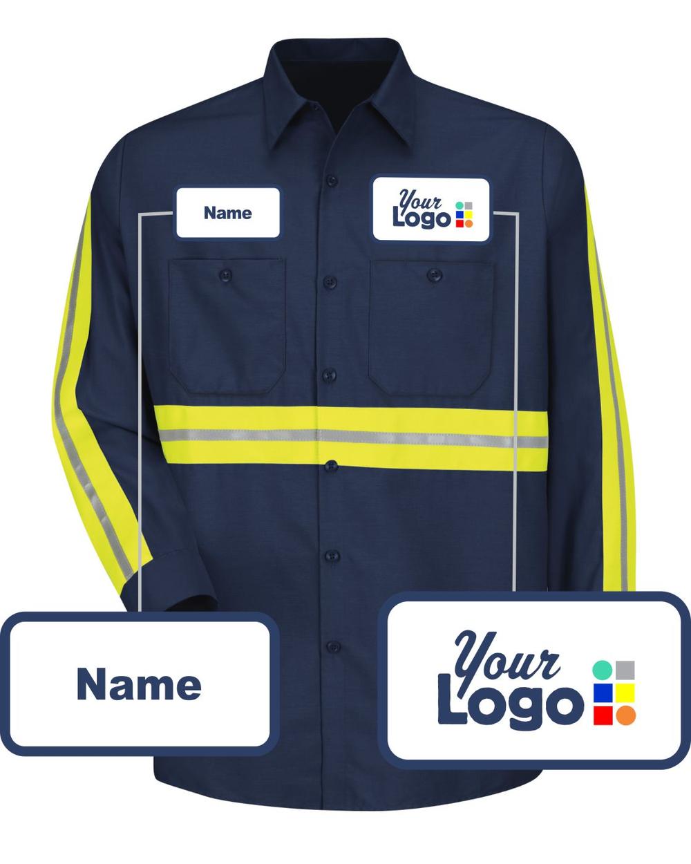 RedKap L/S Hi-Vis Custom Work Shirt, color: Navy