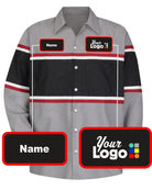 RedKap L/S Technician Custom Work Shirt, color: Grey/Black/Red