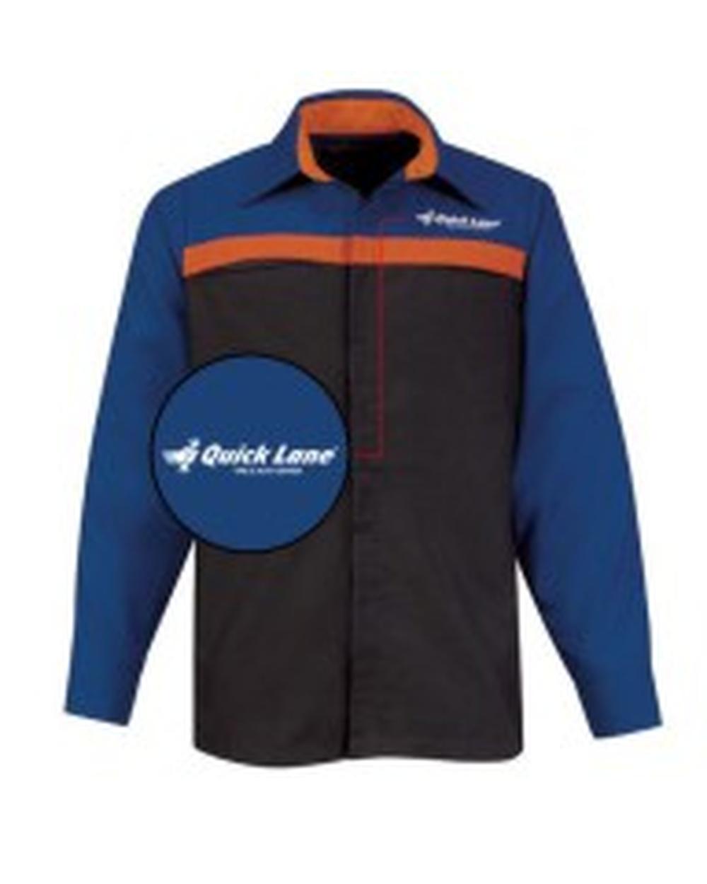 RedKap L/S Quick Lane Technician Automotive Shirt, color: Charcoal/Royal Blue/Orange