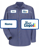 RedKap L/S Stripe Custom Work Shirt, color: Grey/Blue Stripe