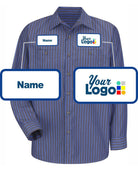 RedKap L/S Stripe Custom Work Shirt, color: Grey/Blue Stripe