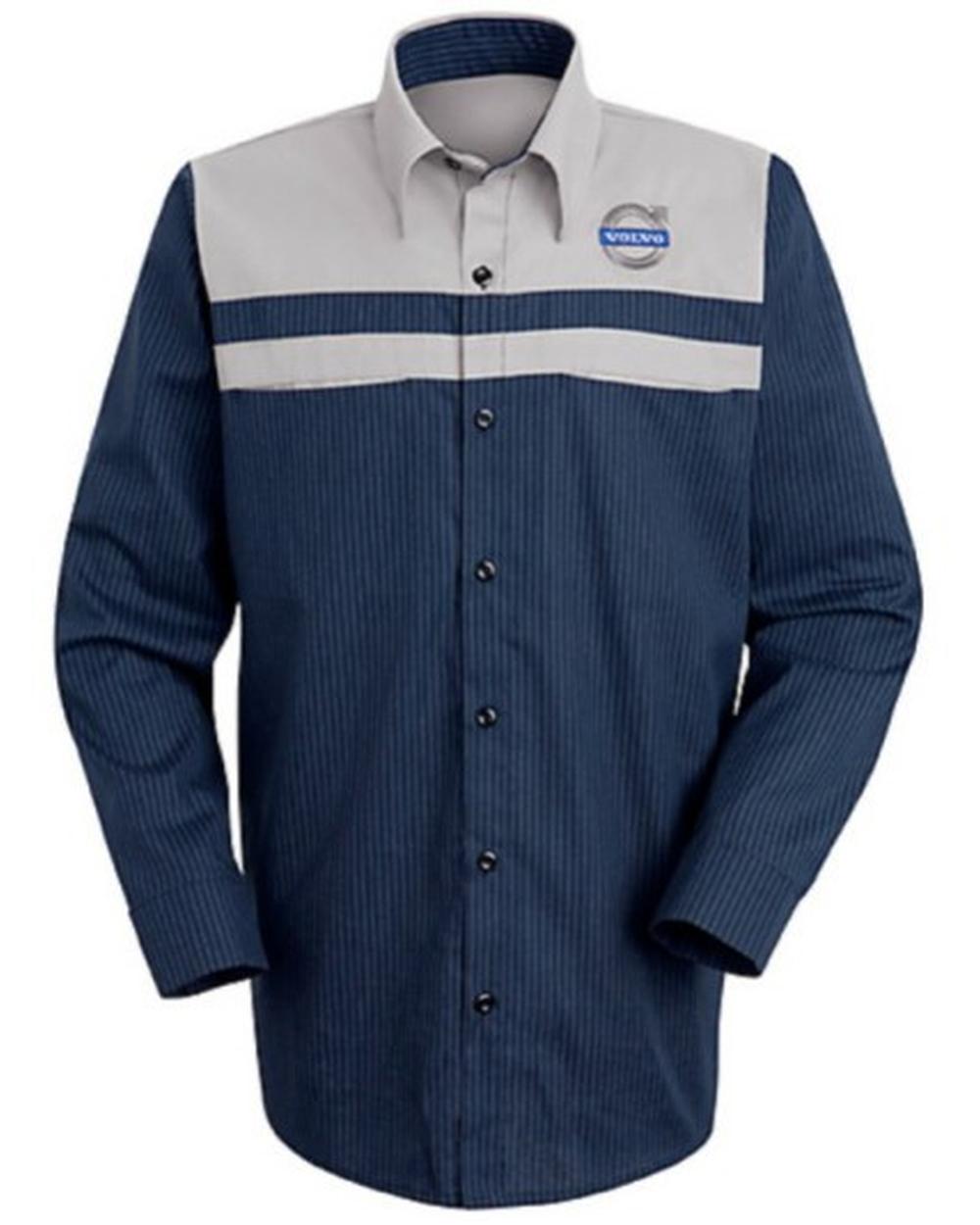 RedKap L/S Volvo Technician Automotive Shirt, color: Navy/Light Blue