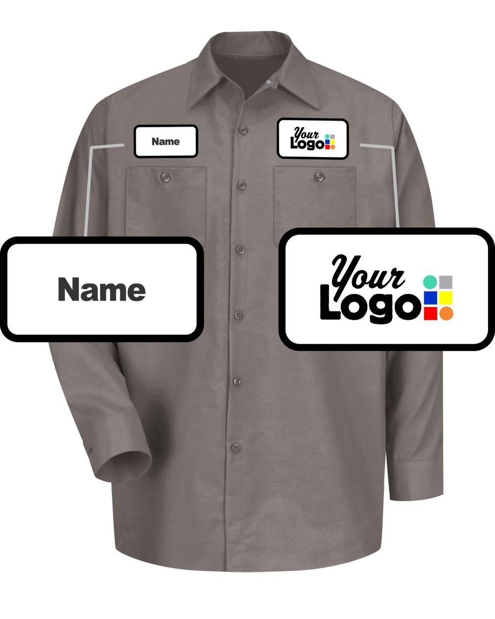 RedKap L/S Solid Custom Work Shirt, color: Grey