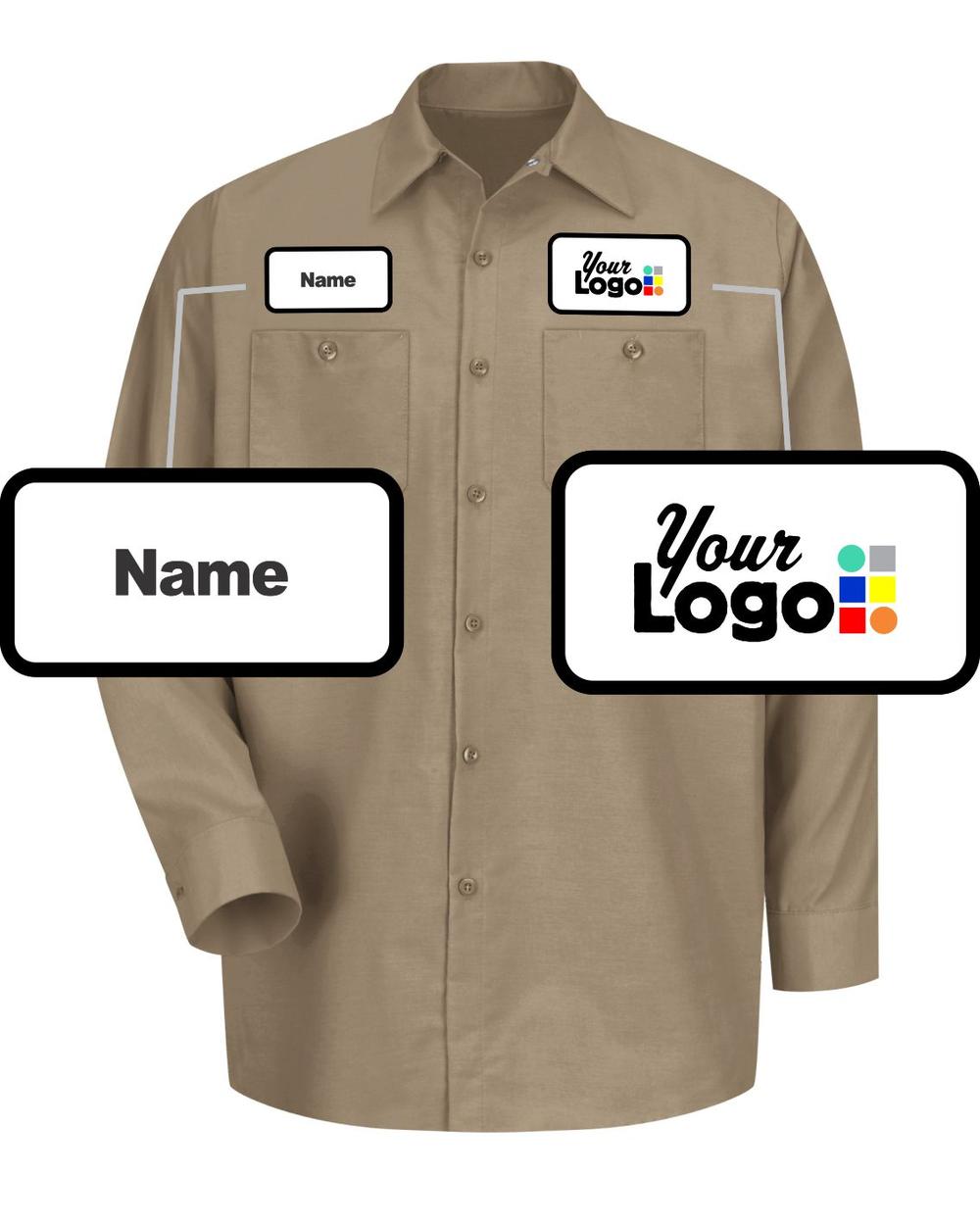 RedKap L/S Solid Custom Work Shirt, color: Khaki