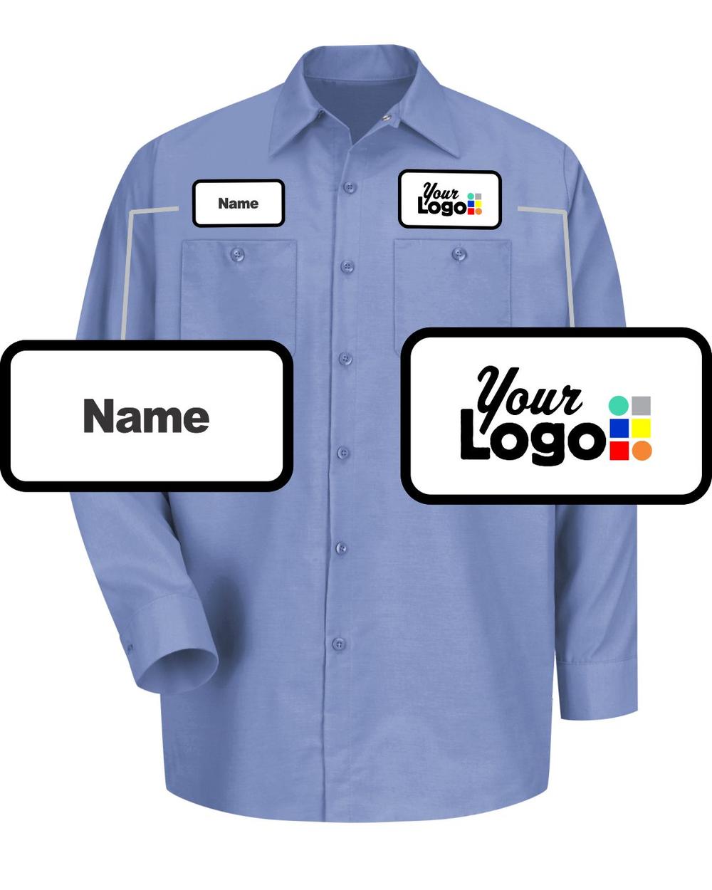 RedKap L/S Solid Custom Work Shirt, color: Light Blue