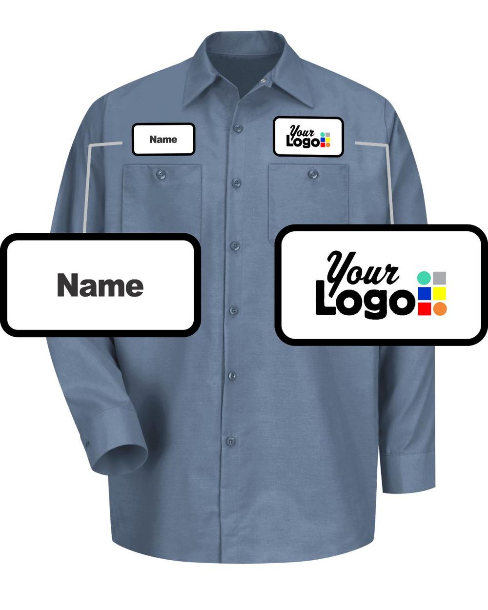 RedKap L/S Solid Custom Work Shirt, color: Postman Blue