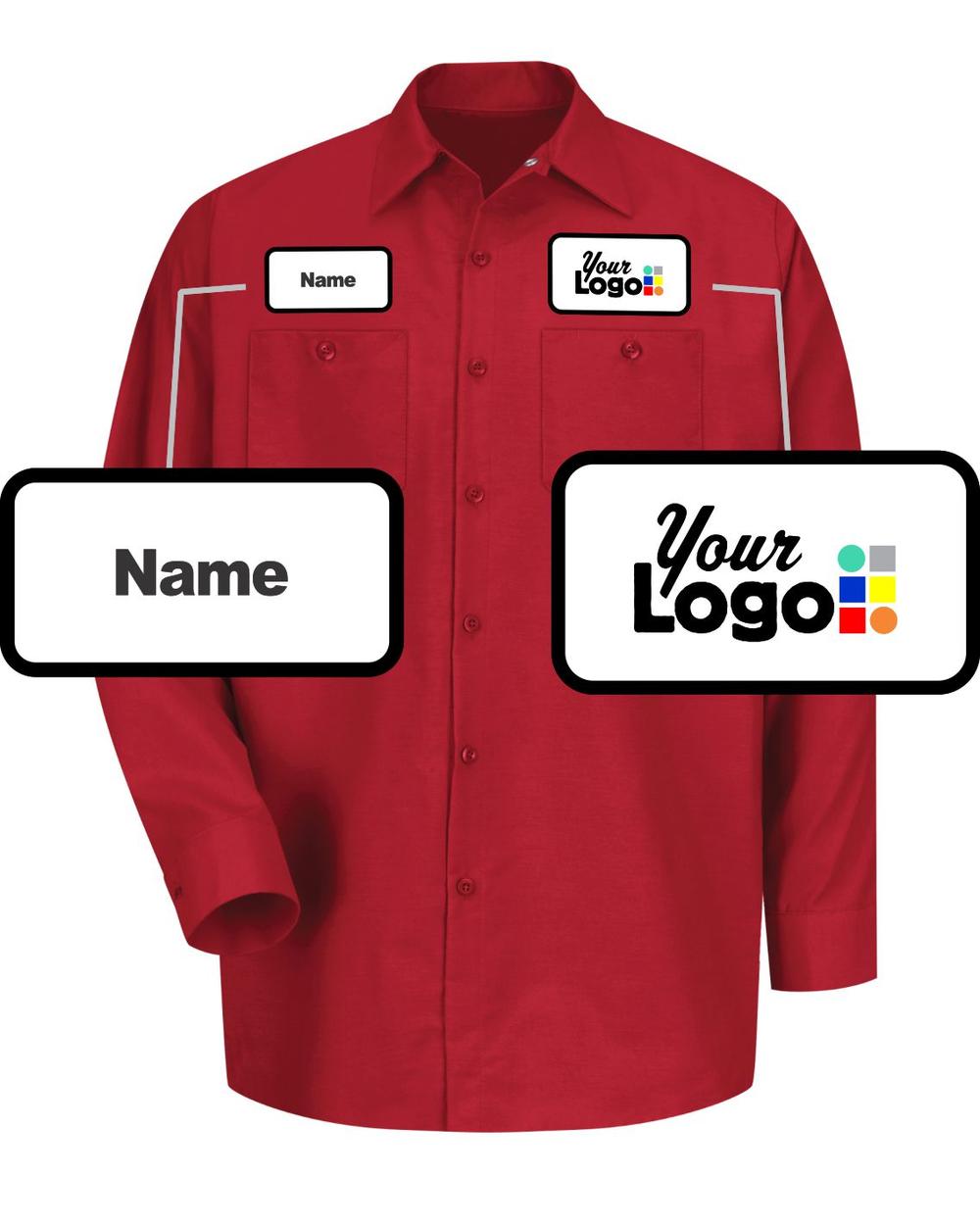 RedKap L/S Solid Custom Work Shirt, color: Red