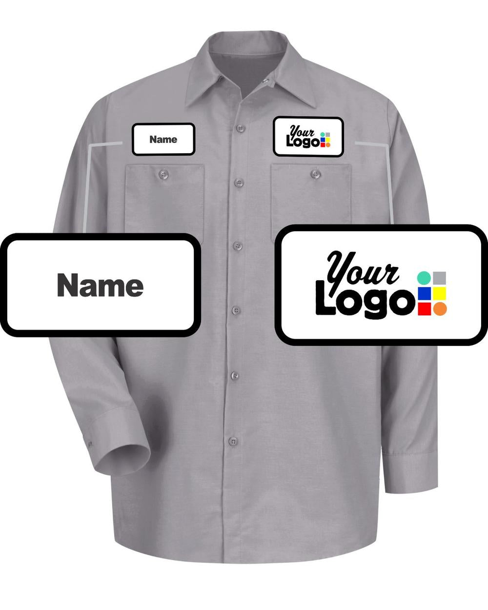 RedKap L/S Solid Custom Work Shirt, color: Silver Grey