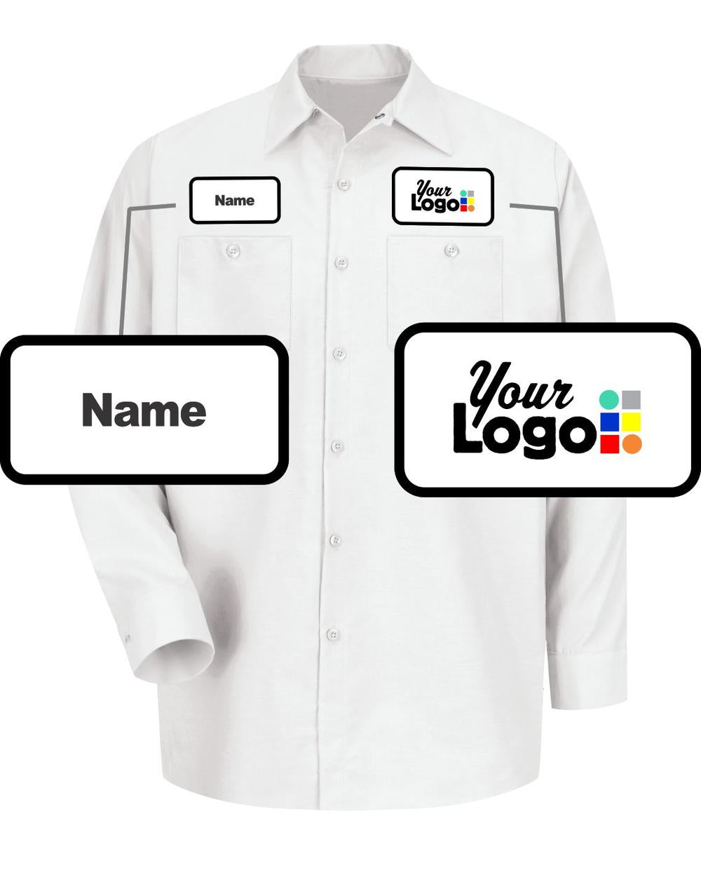 RedKap L/S Solid Custom Work Shirt, color: White