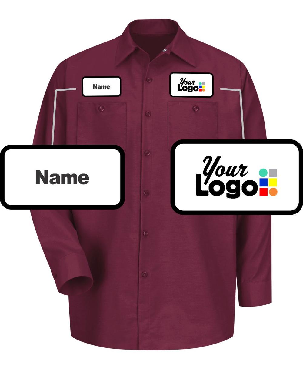 RedKap L/S Solid Custom Work Shirt, color: Burgundy