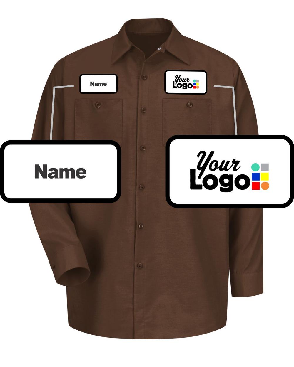 RedKap L/S Solid Custom Work Shirt, color: Chocolate Brown