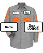 RedKap L/S Hi-Vis Industrial Custom Work Shirt, color: Light Grey