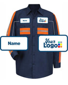 RedKap L/S Hi-Vis Industrial Custom Work Shirt, color: Navy