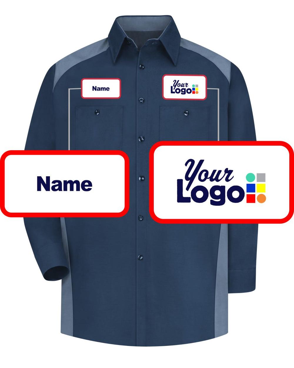 RedKap L/S Motorsports Custom Work Shirt, color: Navy/Postman Blue