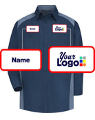 RedKap L/S Motorsports Custom Work Shirt, color: Navy/Postman Blue