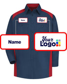 RedKap L/S Motorsports Custom Work Shirt, color: Navy/Red