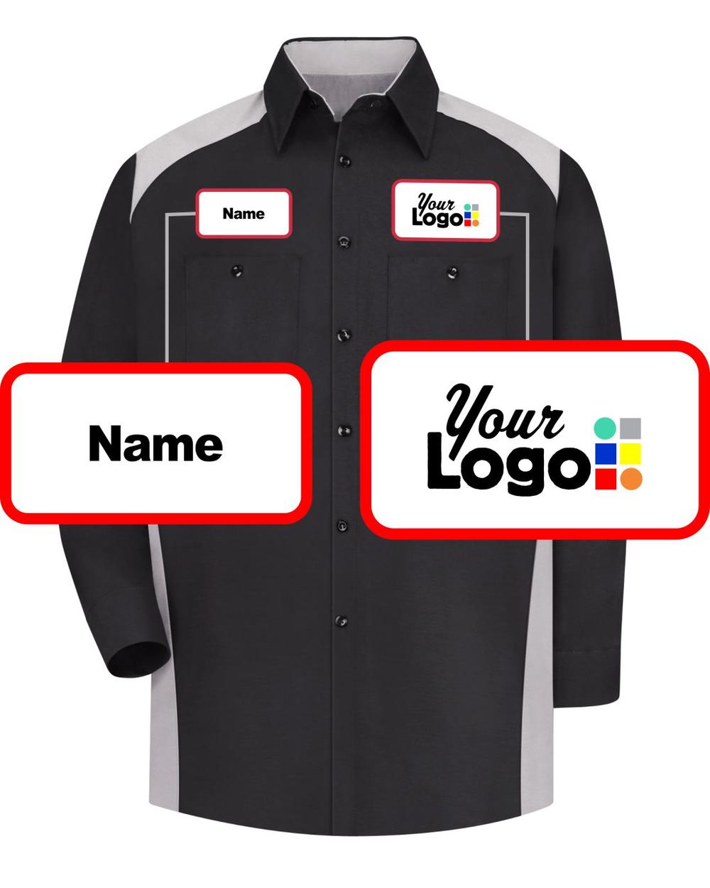 RedKap L/S Motorsports Custom Work Shirt, color: Black/Silver